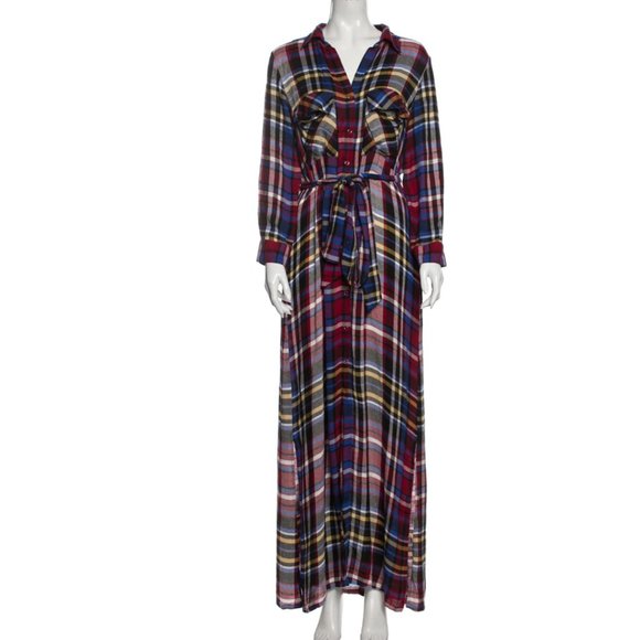 L'AGENCE Plaid multi color flannel maxi dr… - Picture 10 of 12